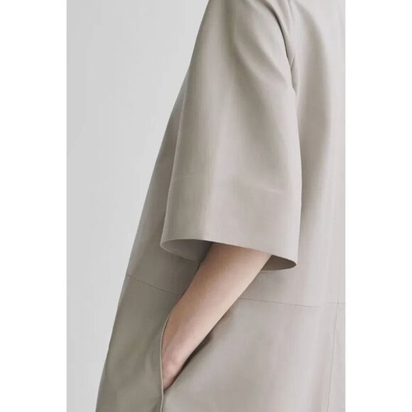 COS A-Line Neutral Short Sleeve Leather Dress-sz XS - Picture 5 of 13